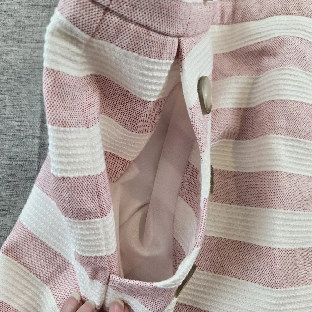 LOFT Women's A-line Knee Length Lined Skirt Back Zip Vented‎ Pink White Size 4